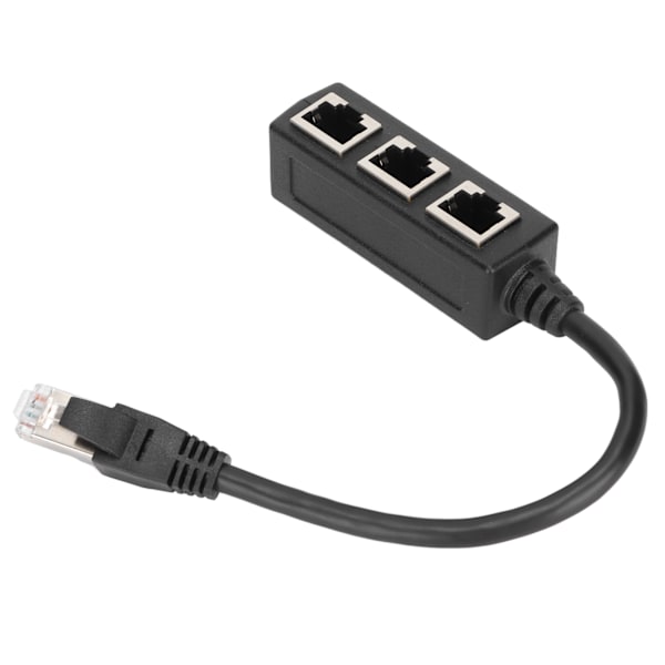 RJ45 Ethernet Adapter Kabel Forlengelsesfunksjon 1 til 3 Port Excellent Connection Splitter Adapter med 1 m kabel for hjemmet