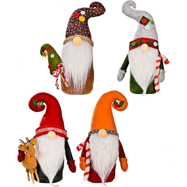 Set med 2 handgjorda plysch tomtar för jul, 25,4 cm, grå + orange.