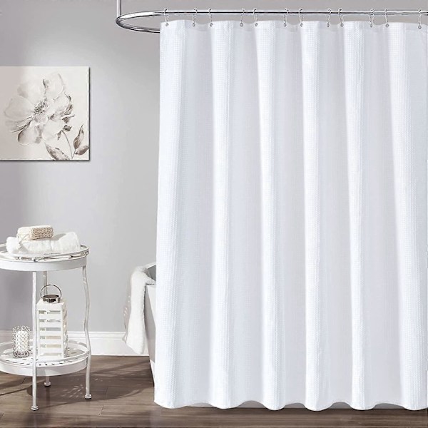 100x180cm Lång Våfflad Duschdraperi, Extra Långt Mögelresistent Kraftigt Tyg Våtrumsdraperi, Vattentätt Tyngd Tygdraperi