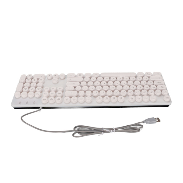 Mekaniskt speltangentbord RBG Bakgrundsbelyst USB 104 nycklar trådbunden Retro Punk datortangentbord för bärbar dator Vit