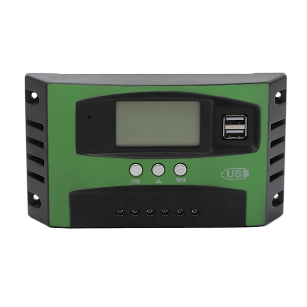 MPPT solpanelregulator med dubbla USB-portar LCD-display Billaddare solcellsregulator 12V 24V 60A