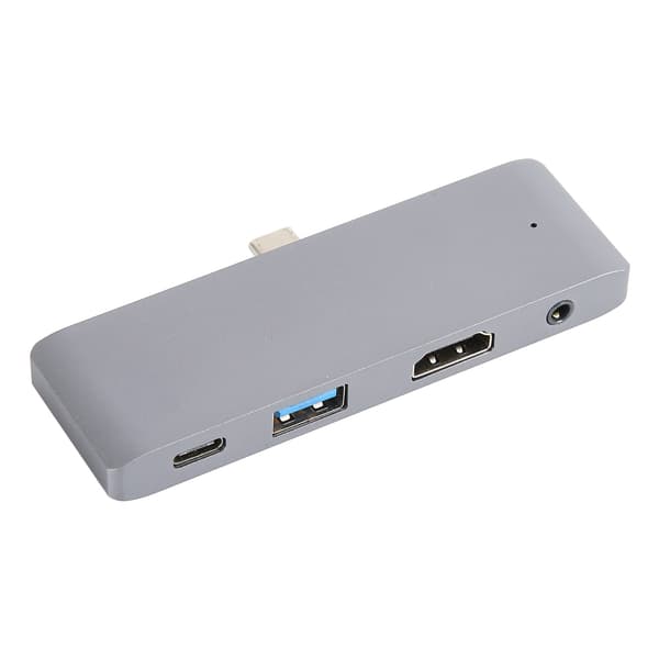 USB C Hub 4 i 1 aluminiumslegering USB C til USB USB3.0 HDTV AUX 3.5mm USB C Splitter til OS X Tablet Pro