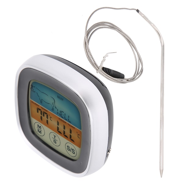 Kötttermometer Digital Display Touch Screen Kökstimer Gaffel för Grill BBQ Matlagning