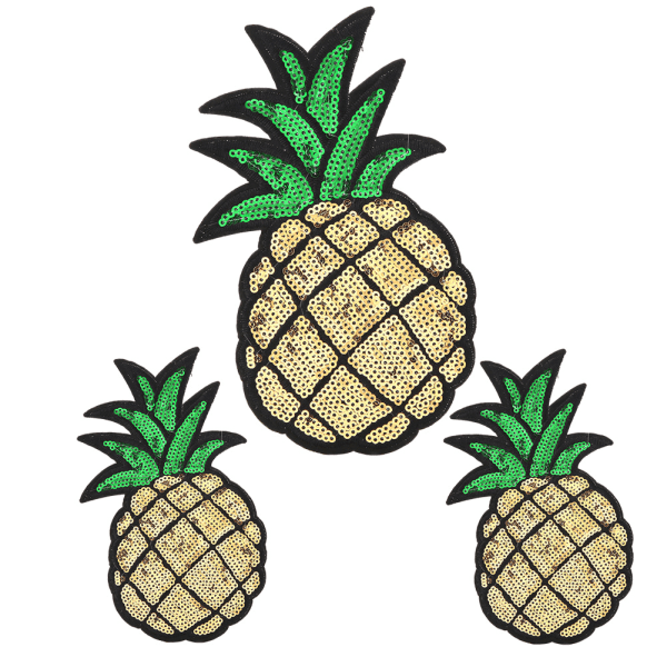 3 stk ananas broderte stofflapper Sy strykepåse Klær Applikasjon Håndverk DIY-dekorasjon