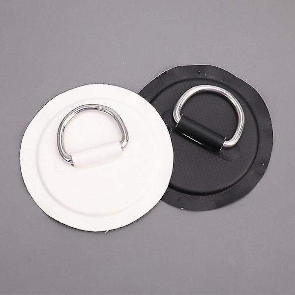 Surfboard Dinghy Båd PVC Patch D-Ring Dæk Rigging Rund Ring Pad (4stk) Hvid