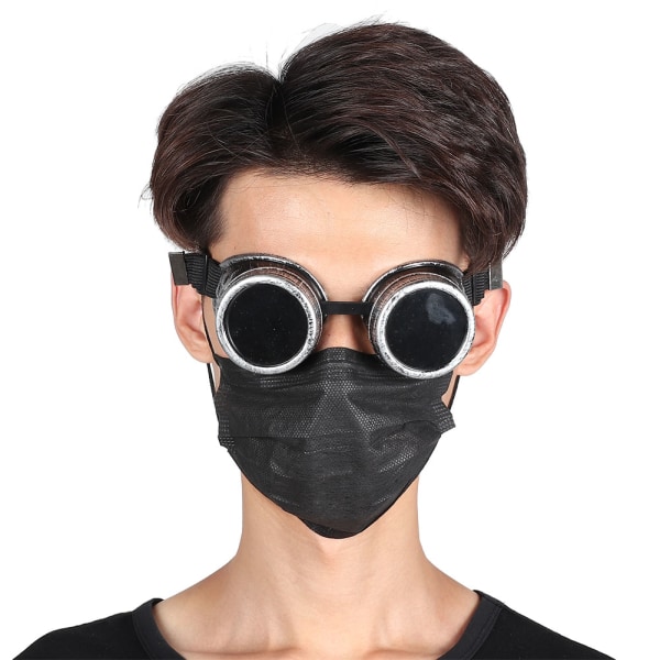 ABS Vintage-tyyliset Steampunk-lasit Kaksoiskerroksinen Aurinkolasit Juhlatarvikkeiden Koristeluun Vintage-hopea