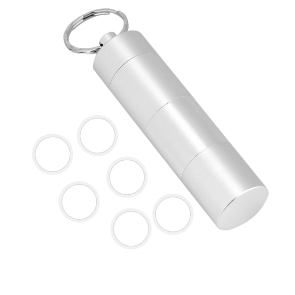 Vattentät aluminiumlegering pillerflaska medicinbehållarehållare för utomhusöverlevnad (silver)