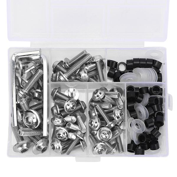 158 st/set Universal Fairing Bolts Packning Nyckel Kit Motorcykel TillbehörSilver