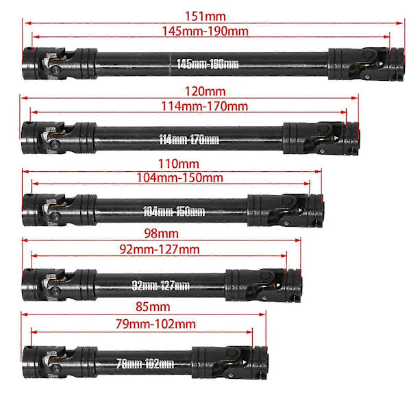 Flangedrivaksel CVD til 1/10 RC Crawler Axial SCX10 145-190mm