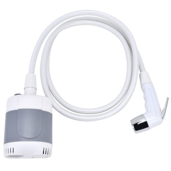 Bärbart utomhusduschset Camping Duschpump Handhållen Spruta för Vandring Resor USB-laddning (GråVit)