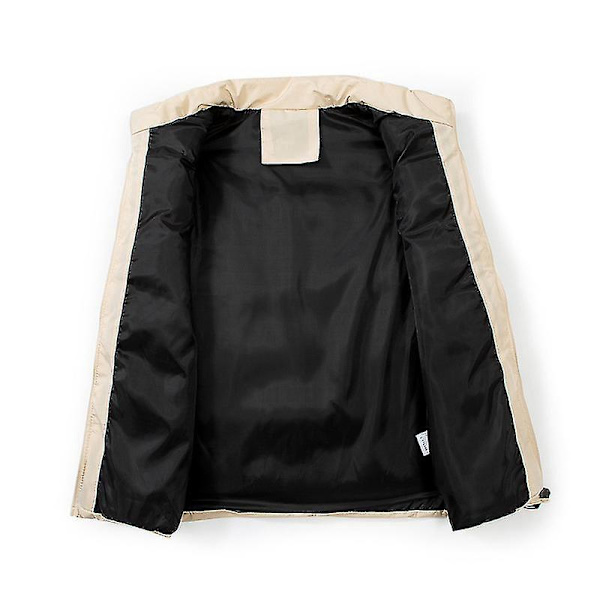 Lättviktsväst i dun för män, hopfällbar, utan ärmar, quiltad jacka, XL beige