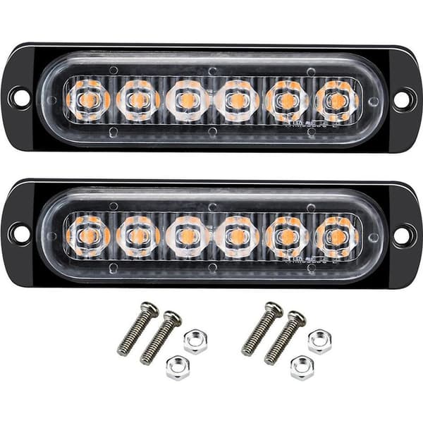 2 LED Strobelys 12-24V Nødadvarselsblinklys Advarselslysbjælke til Bil - Hvid og Blå