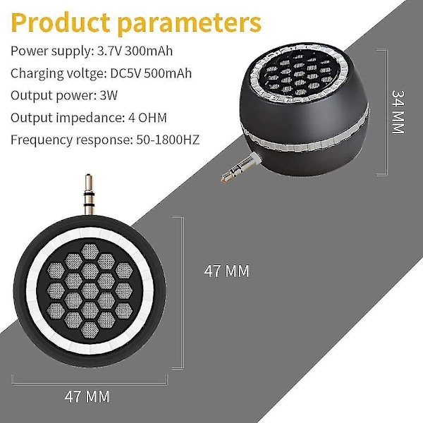 Mini Kannettava 3W Kaiutin iPhone/Android-puhelimille/iPadille/Tabletille/Tietokoneelle/iPodille, Yuiphint Matkapuhelinkaiutin Selkeällä Bassoilla