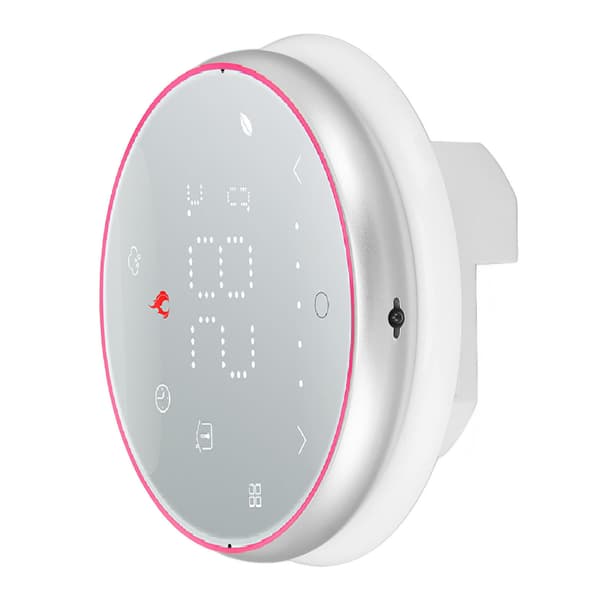 Smart termostat 1 vecka programmerbar LED-display infälld rund digital termostat AC95-240V för vattenvärmesystem vit