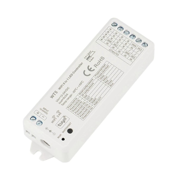 Tuya LED Controller 5 i 1 Dimmer CCT RGB RGBW RGBWW RGBCCT Strip Smart Life Wifi 2.4G RF Fjernbetjening Co