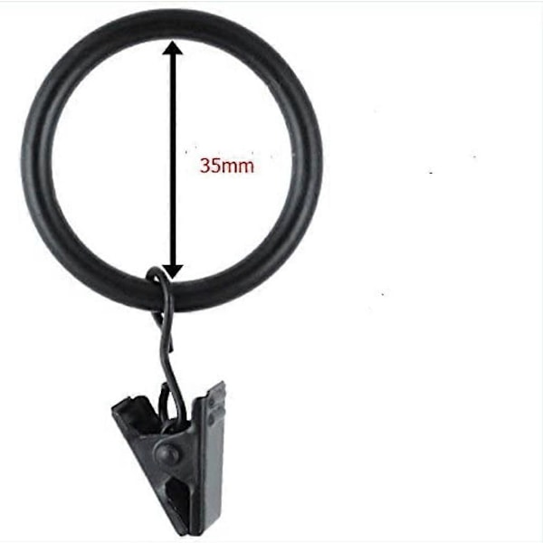 30 stk. 35 mm Diameter Multipurpose Gardiner Clips Gardiner Stang Gardiner Ringe med Clips, Sort