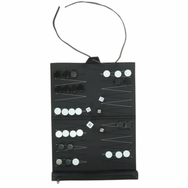 Portabel Backgammon med PU-Läder Schackbräde Vikbart Backgammonbräde Resegåvor