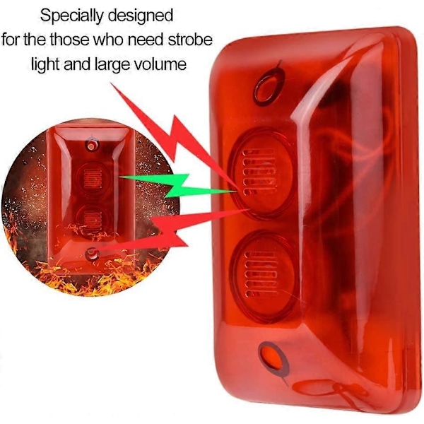 12V DC Kablet Alarm Strobe Sirene, Lyd Sirene, Blinkende Lys, Nødadvarselslys til Hjemmesikkerhedssystem