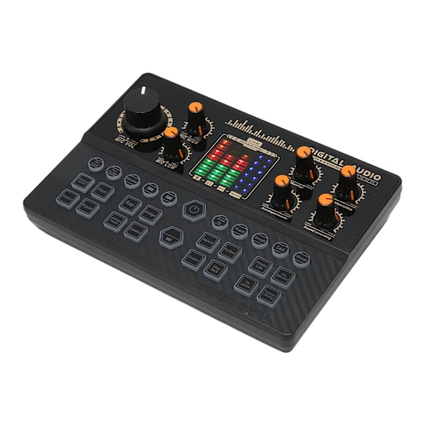 Mini ljudmixerbord intelligent brusreducering Bluetooth trådlöst live ljudkort röstväxlare för live streaming svart