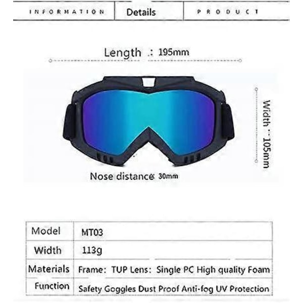 Motorcykelbriller, Skibriller, Dirt Bike ATV Briller (Farve)
