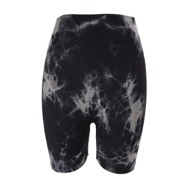Tie Dye Yoga Shorts High Waist Seamless Black Quick Dry Mjuka Biker Shorts för kvinnor L
