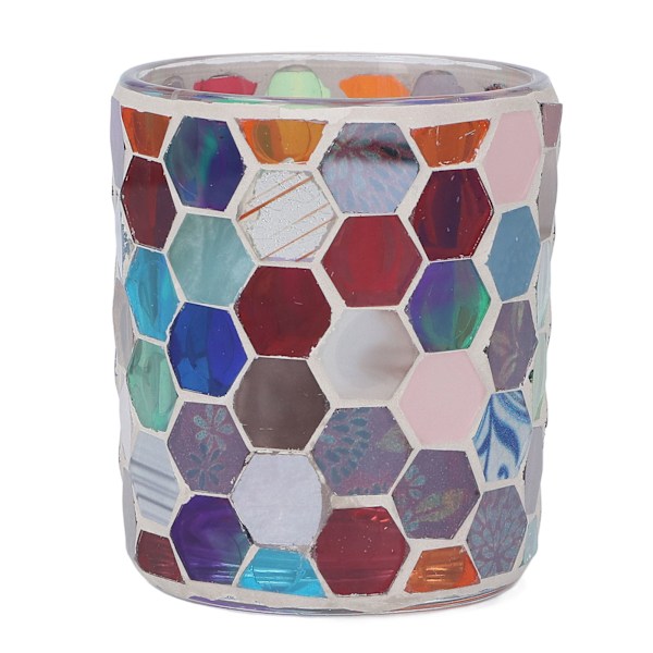 Glass Candle Holder Modern European Colourful Hexagonal Mosaic Candlestick Holder Home Candlelight Dinner Decoration