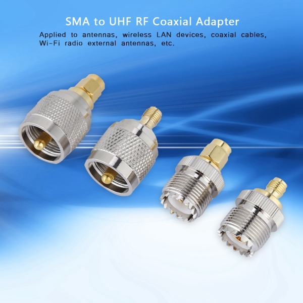 4 sæt SMA til UHF adapter UHF han/hun til SMA hun/han RF koaksial adapter stik