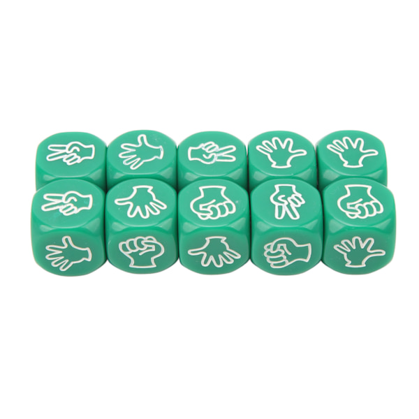10-pack tärningsspel med 6 sidor, vattentäta, antioxidant, fingergissningsspel, tärningar för brädspel, utbildning, gröna