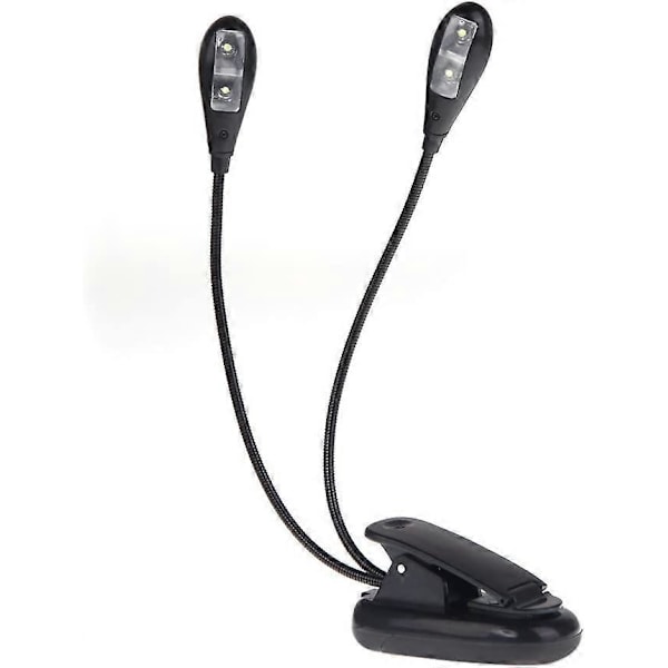 Musik Nodeholder Lampe Clip-on 2 Dobbelte Arme 4 LED Fleksibel