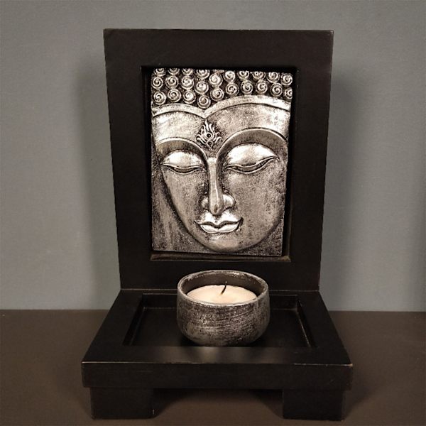 Buddha rökelsehållare Utsökt vacker Zen stenljushållare för hotell Skönhetssalong Dekorera Silve Fri storlek