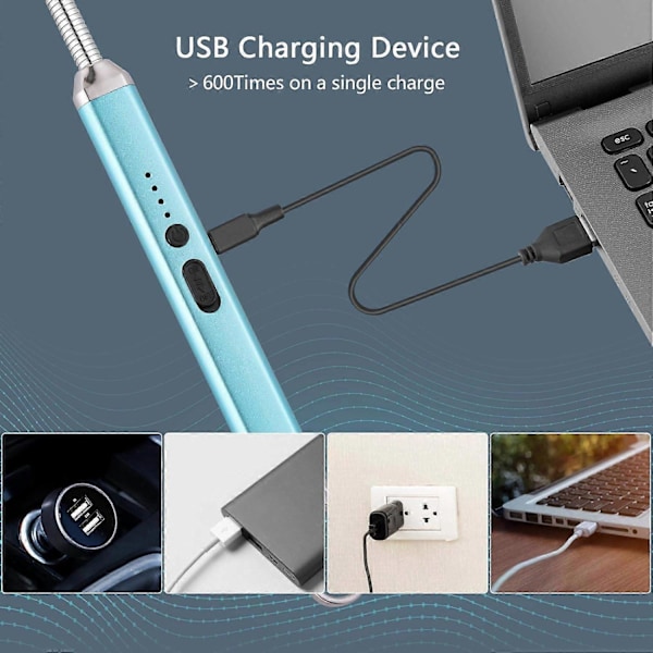 Tändare-Elektrisk-Tändare-USB Uppladdningsbar Ljuständare Arc Långa Tändare för Ljus Camping BBQ