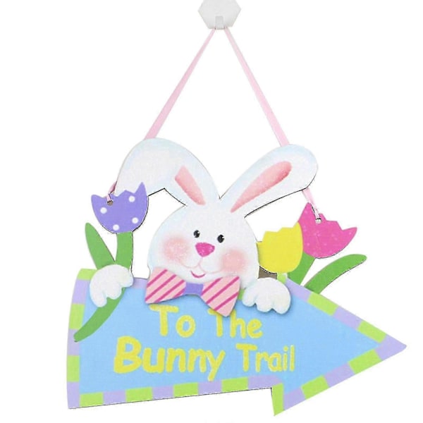 Glad Påsk Skylt i Trä Trä Kanin Ägg Påsk Välsignelser Hängande Ornament