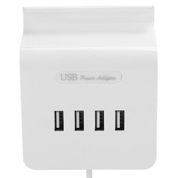 4-porters USB HUB Splitter Strømadapter med Telefonholder for Android/IOS Mobiltelefon Bærbar PC Hvit