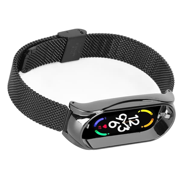 Rustfri stål mesh rem, moderigtig, åndbar, fleksibel erstatningsrem, tilbehør, der passer til Mi Band 7, sort