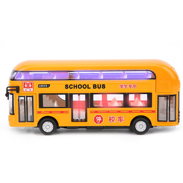 1:50 Barn Dubbeldäckare Buss Leksak Barn Ljud Ljus Simulering Legering Pull-Back Bil LeksakGul