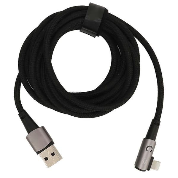 Ladekabel for iPhone, 90 graders vinkel, 2 meter, enkel å koble til, 2.4A hurtigladekabel, USB-ladekabel, grå