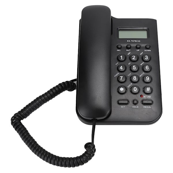 KX T076 Kabelbundet engelsk fastnettelefon til hjemmekontor (britisk telefonlinje med tilfældig farve) (sort)