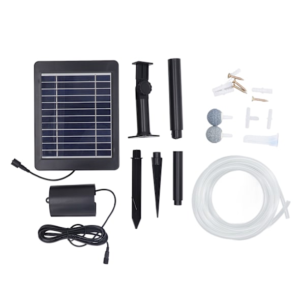 Solcelledrevet iltpumpe - 3-trins justerbar luftpumpe med 6V 4W solpanel til fiskebeholder