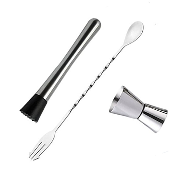 Cocktail røreske, muddler og 15 ml 30 ml jigger i rustfrit stål barsæt til hjemmet