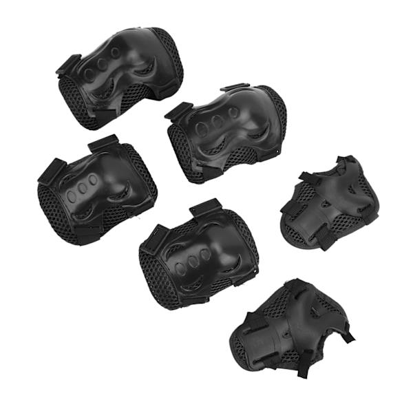 6 st / set rullskridsko skyddsutrustning justerbar knä armbåge handflata skydd för 6-18 år gammal svart