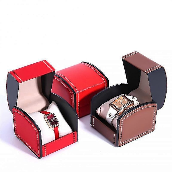 Lyxig Klockbox PU Läder Armbandsur Förvaringsfodral med Flip-lock -GSL B01