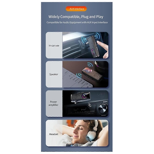 Bluetooth Adapter Trådløs Stereo Audio Receiver til 3,5 mm AUX-stik