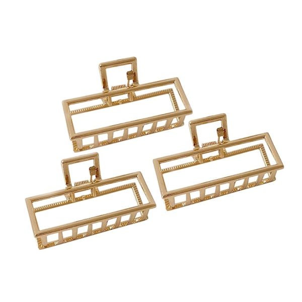 3 store metal klo-clips, hule skridsikre hårklemmer, bruges til at fastgøre kvindelige pige-hårklemmer, fastgør hår (gylden)