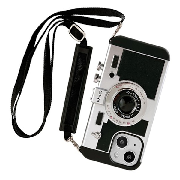 Vintage-kamerapuhelinkotelo Suojaava retro-kamerapuhelinkotelo irrotettavalla köydellä iPhone 14:lle