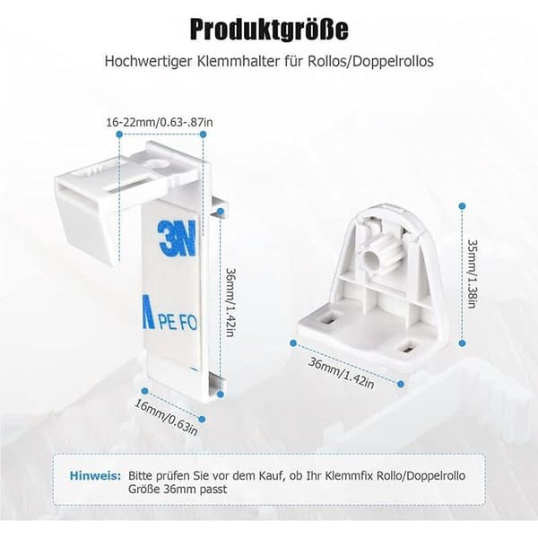 4-pack roller blind clamp bracket, no drilling, replacement accessory, PVC clamp bracket Plastic