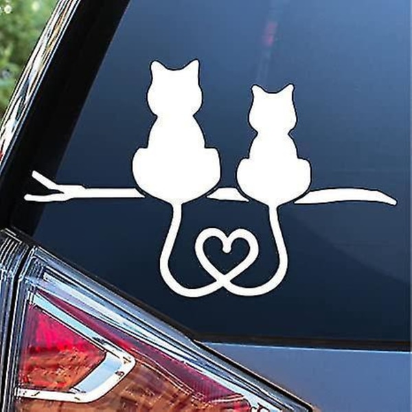 2 st Kat Love Dekal Vinyl Bildekal (Svart+Vit, 17.8*10.8cm)