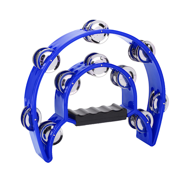 Blue Double Row Jingles Handbell Tambourine Percussion Instrument Blue