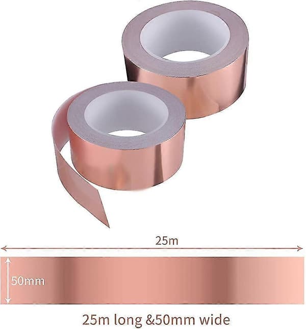 50m x 25mm Kobbertape - EMI-skjermingstape - Kapton-tape