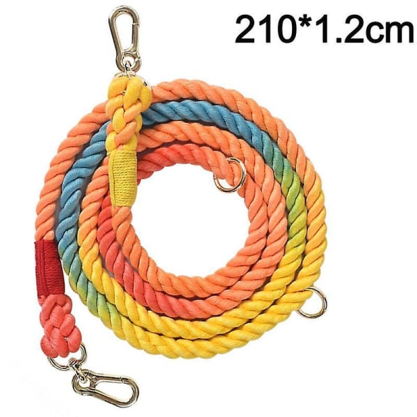 Rainbow Cotton Hundetræningssnor, 210 cm x 1,2 cm, ideel til vandreture og camping