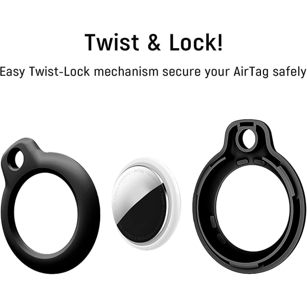 Svart og hvitt sett med 4 beskyttende stive plastdeksler for Apple Airtags - Solid og robust - Kompatibel med Airtag - Airtags-tilbehør